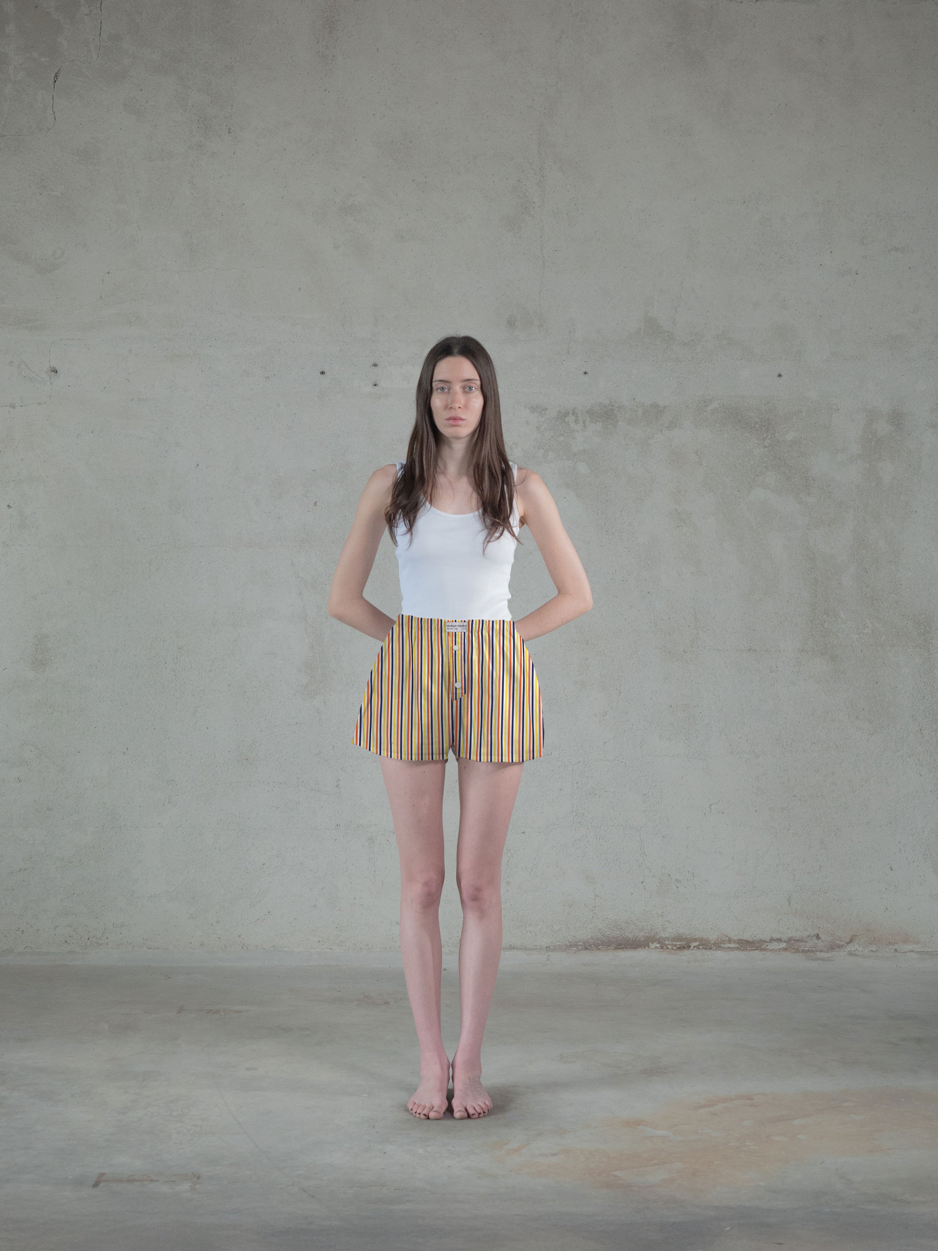 Regenerated Comfy Boxer - Original Yellow Blue Orange Stripes