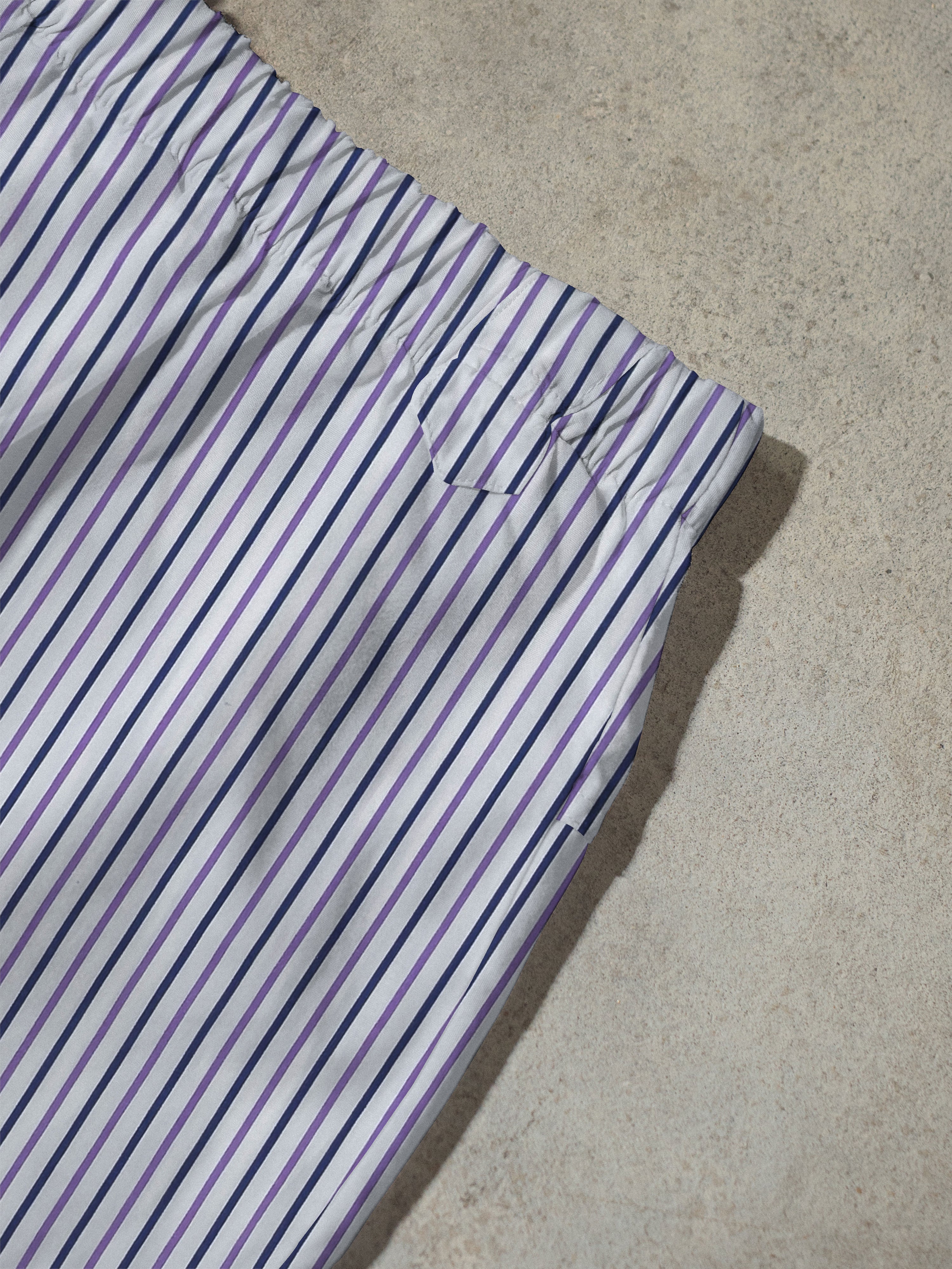 Regenerated Comfy Boxer - Original White Violet Blue Stripes