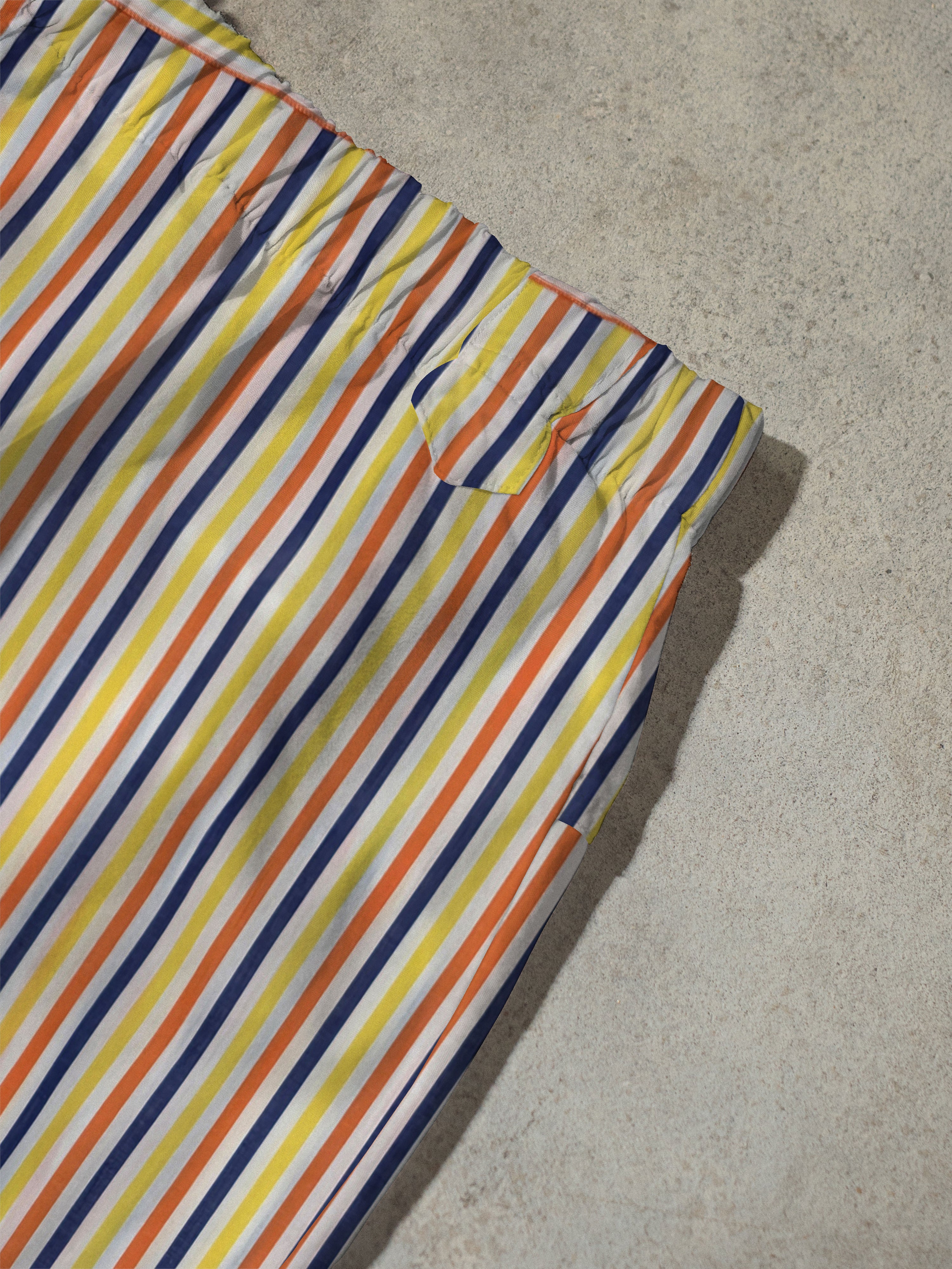 Regenerated Comfy Boxer - Original Yellow Blue Orange Stripes