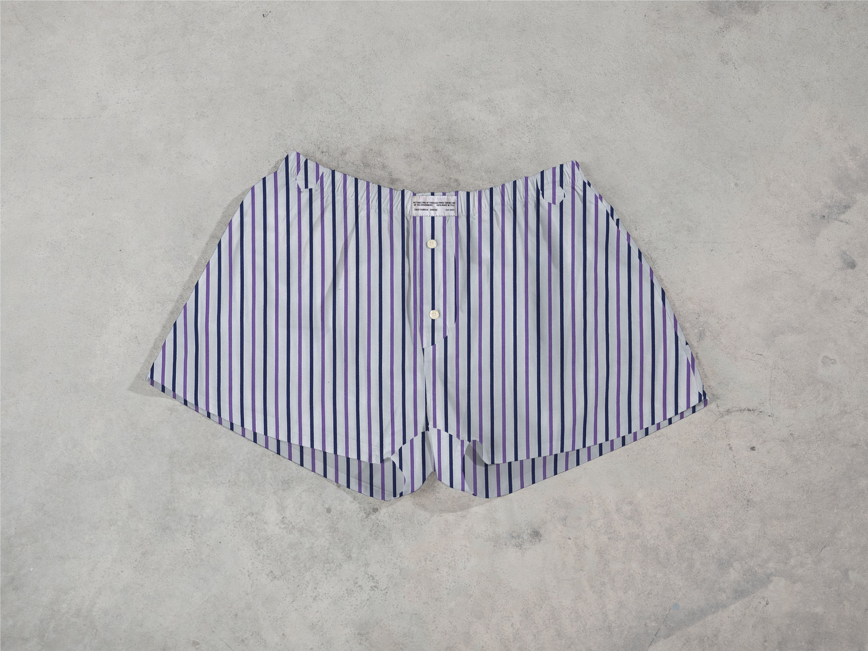 Regenerated Comfy Boxer - Original White Violet Blue Stripes