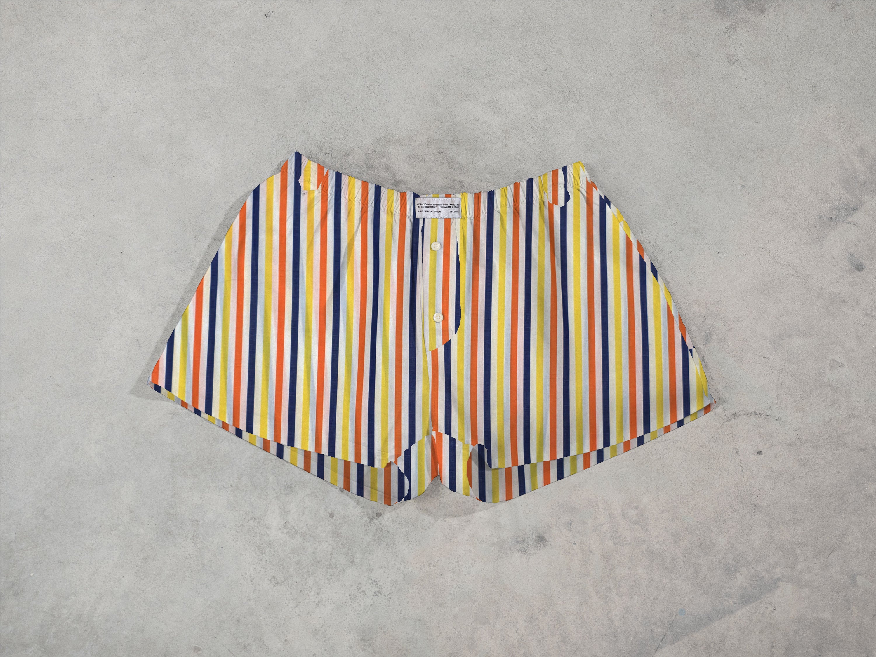 Regenerated Comfy Boxer - Original Yellow Blue Orange Stripes