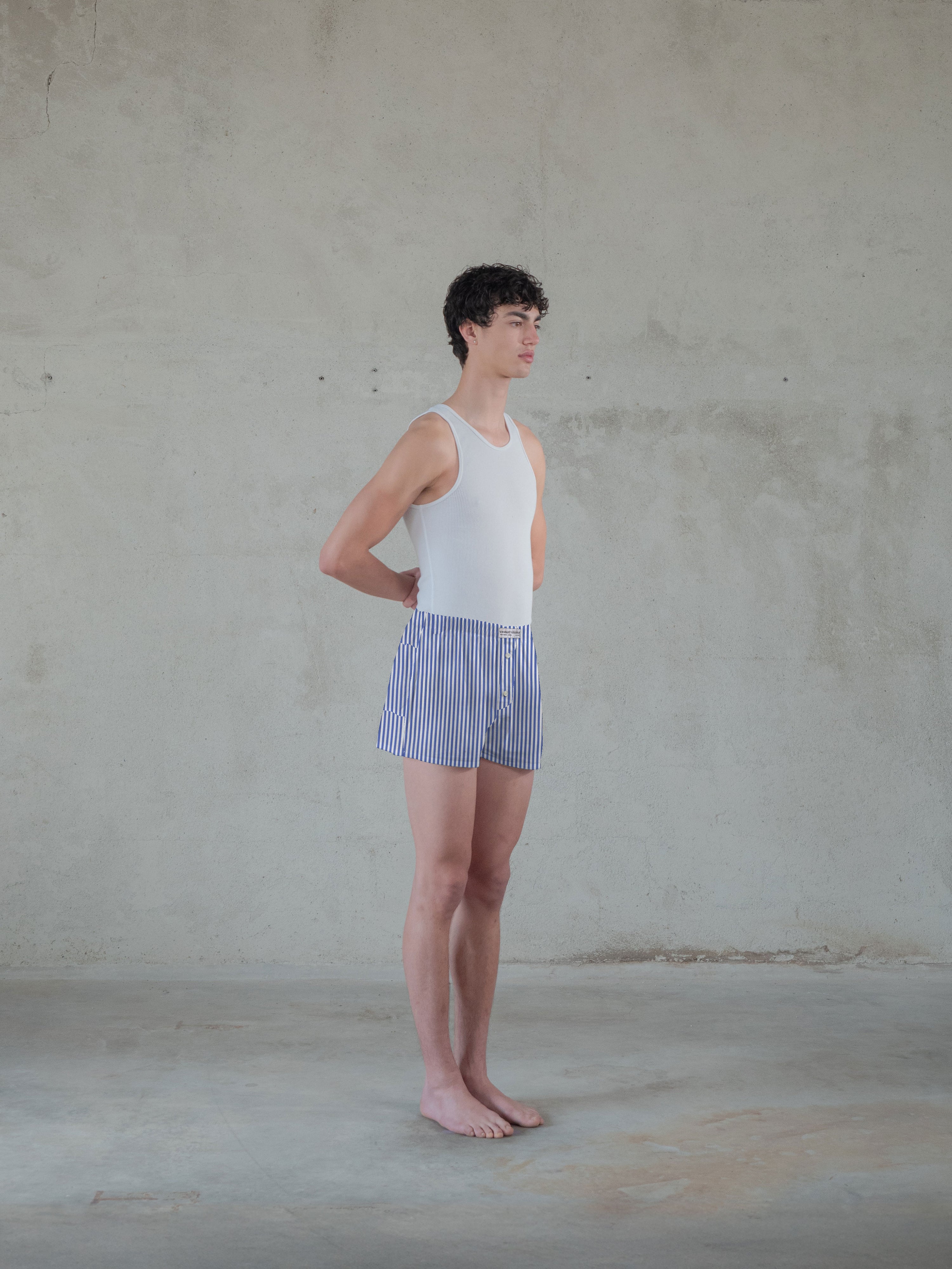 Regenerated Comfy Boxer - Original White Azure Stripes