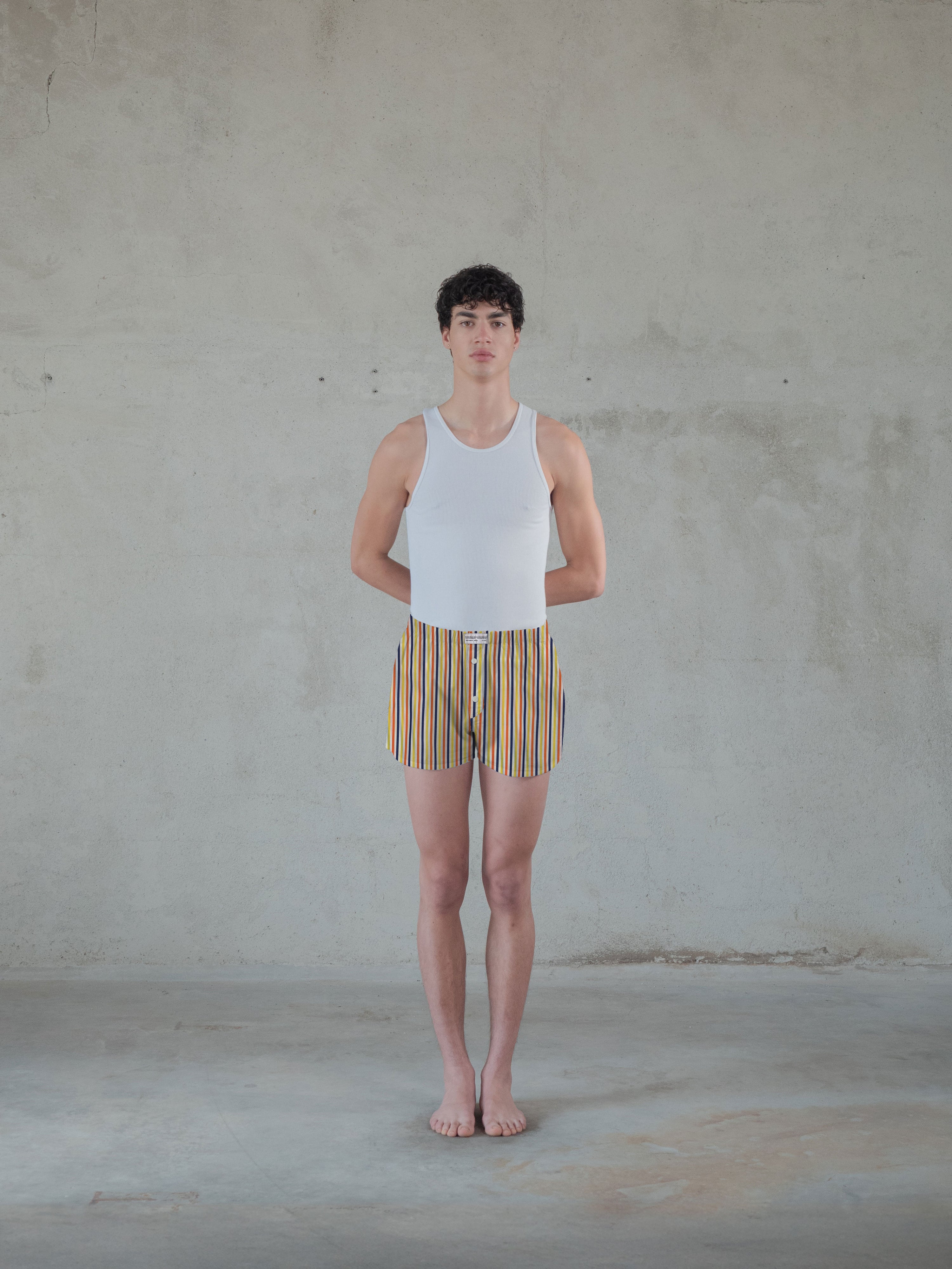 Regenerated Comfy Boxer - Original Yellow Blue Orange Stripes