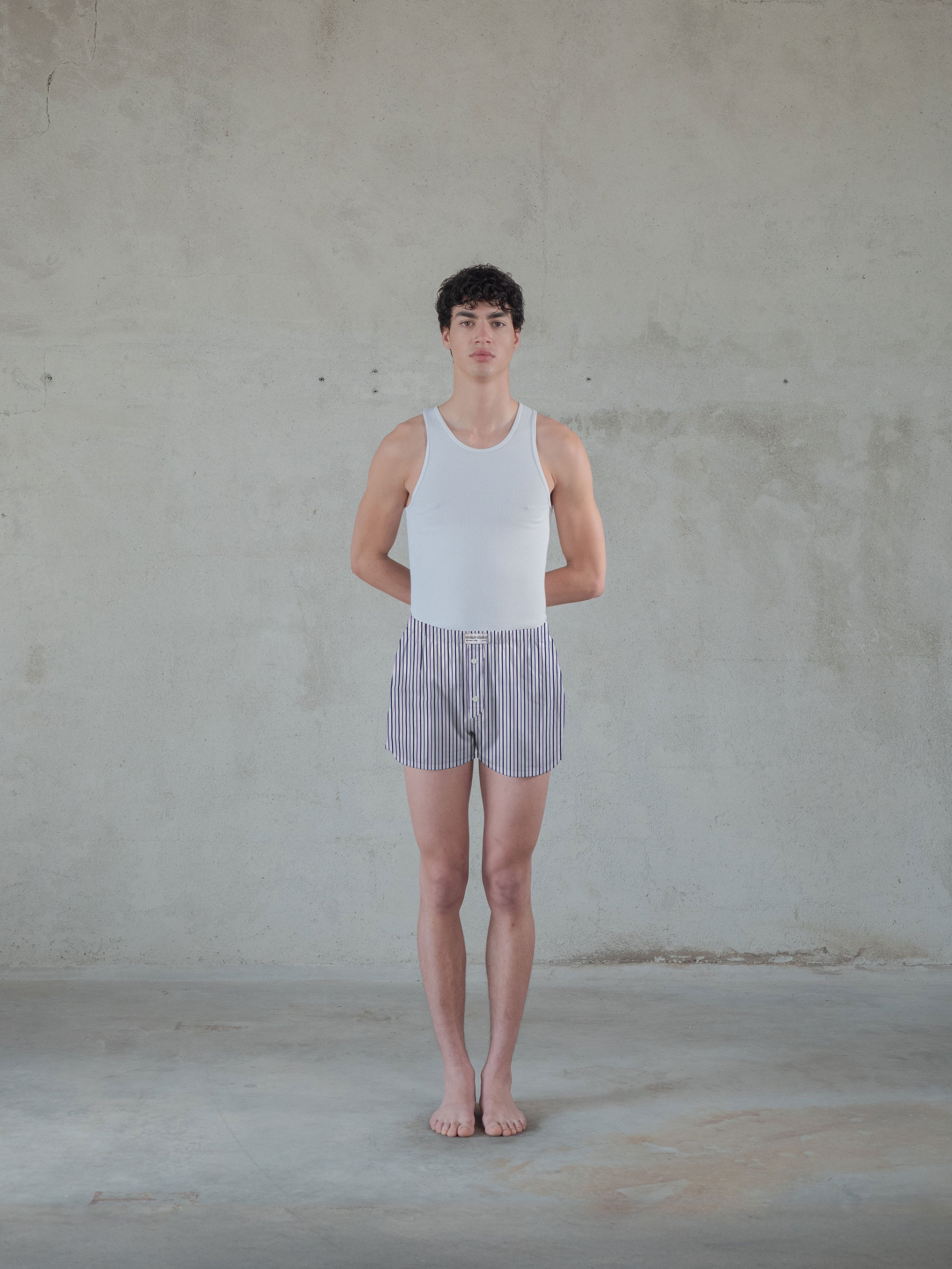 Regenerated Comfy Boxer - Original White Violet Blue Stripes