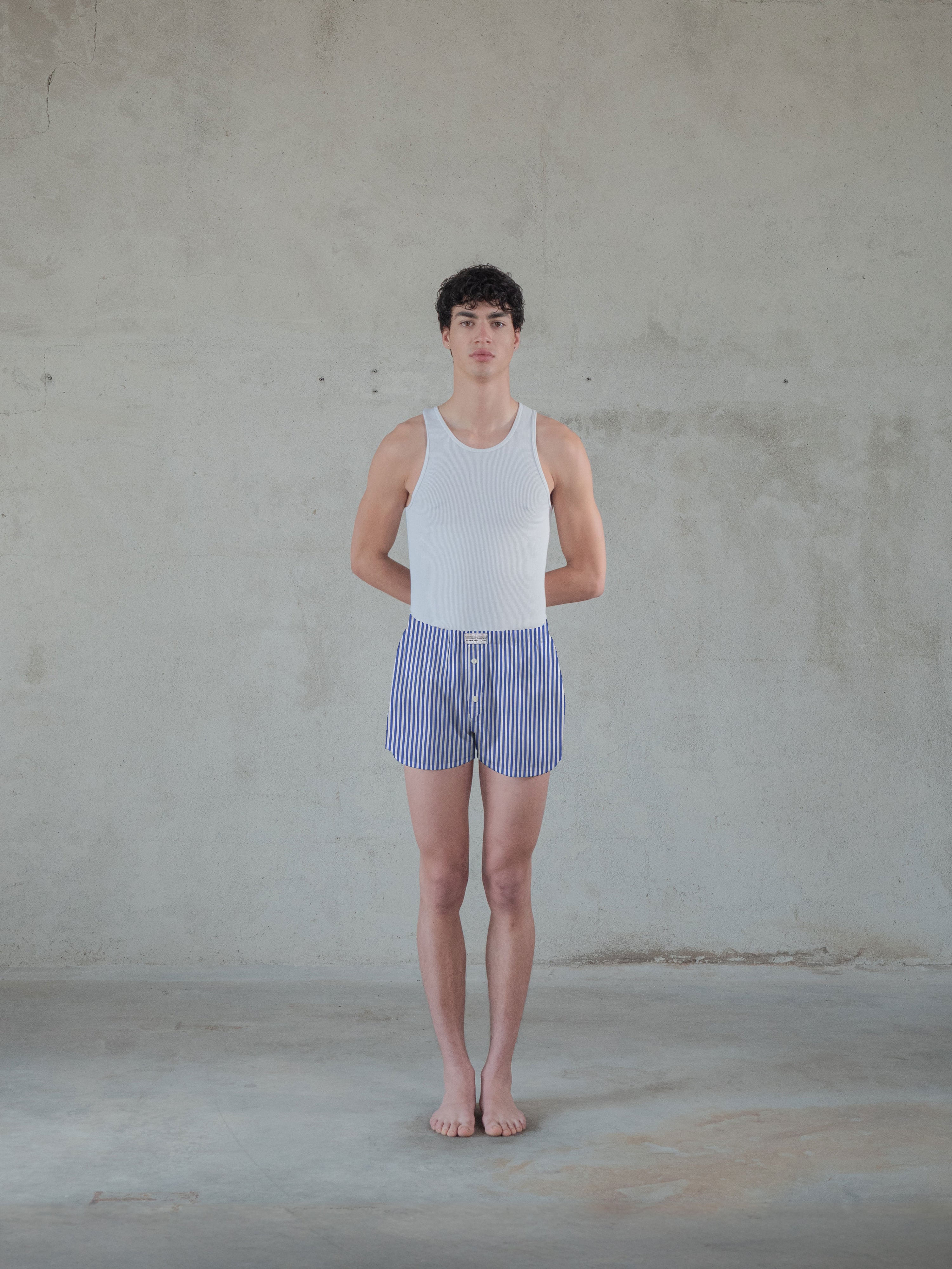 Regenerated Comfy Boxer - Original White Azure Stripes