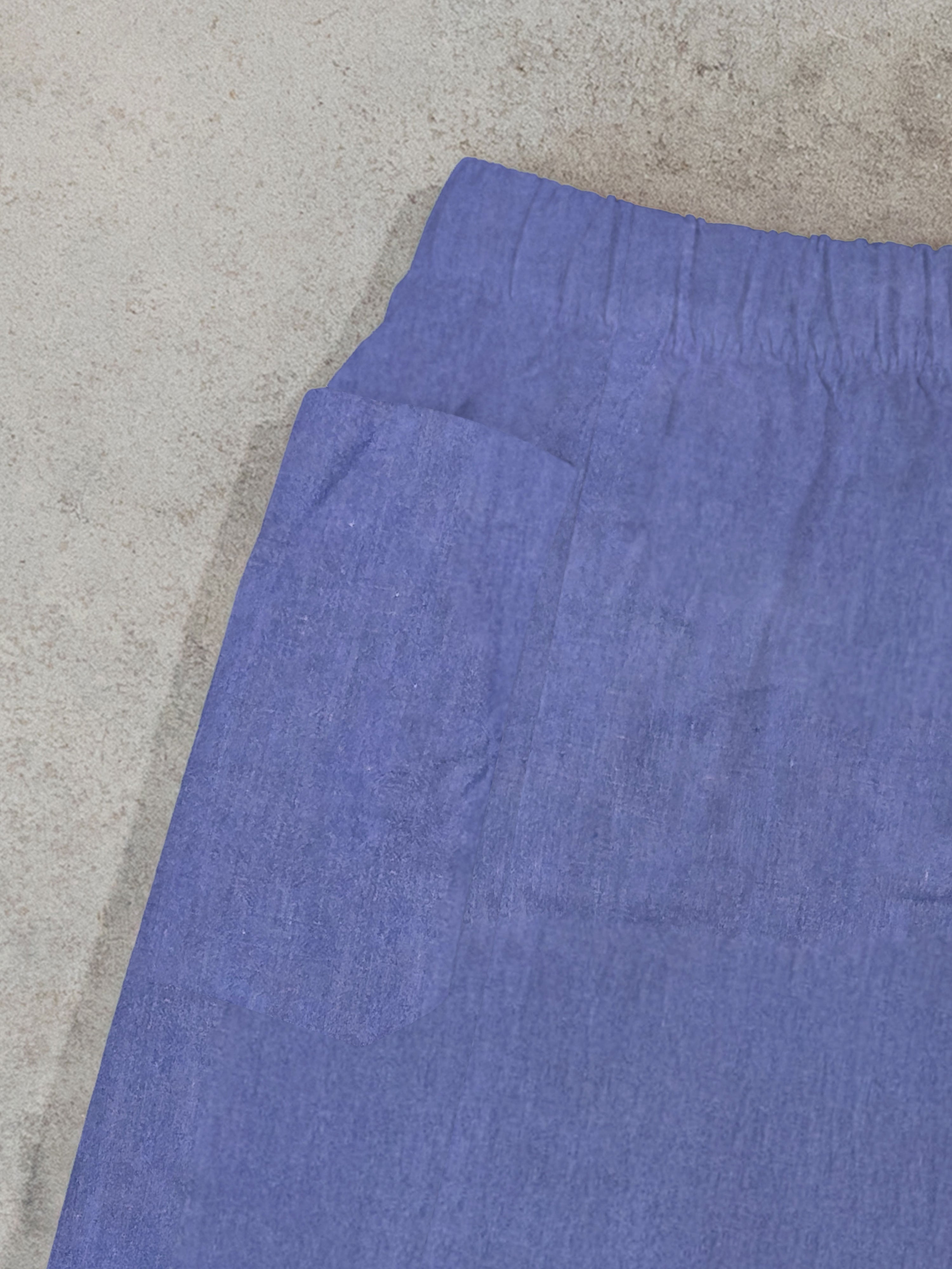 Regenerated Frayed Boxer - Sue Patch w/ Pocket Double Blue