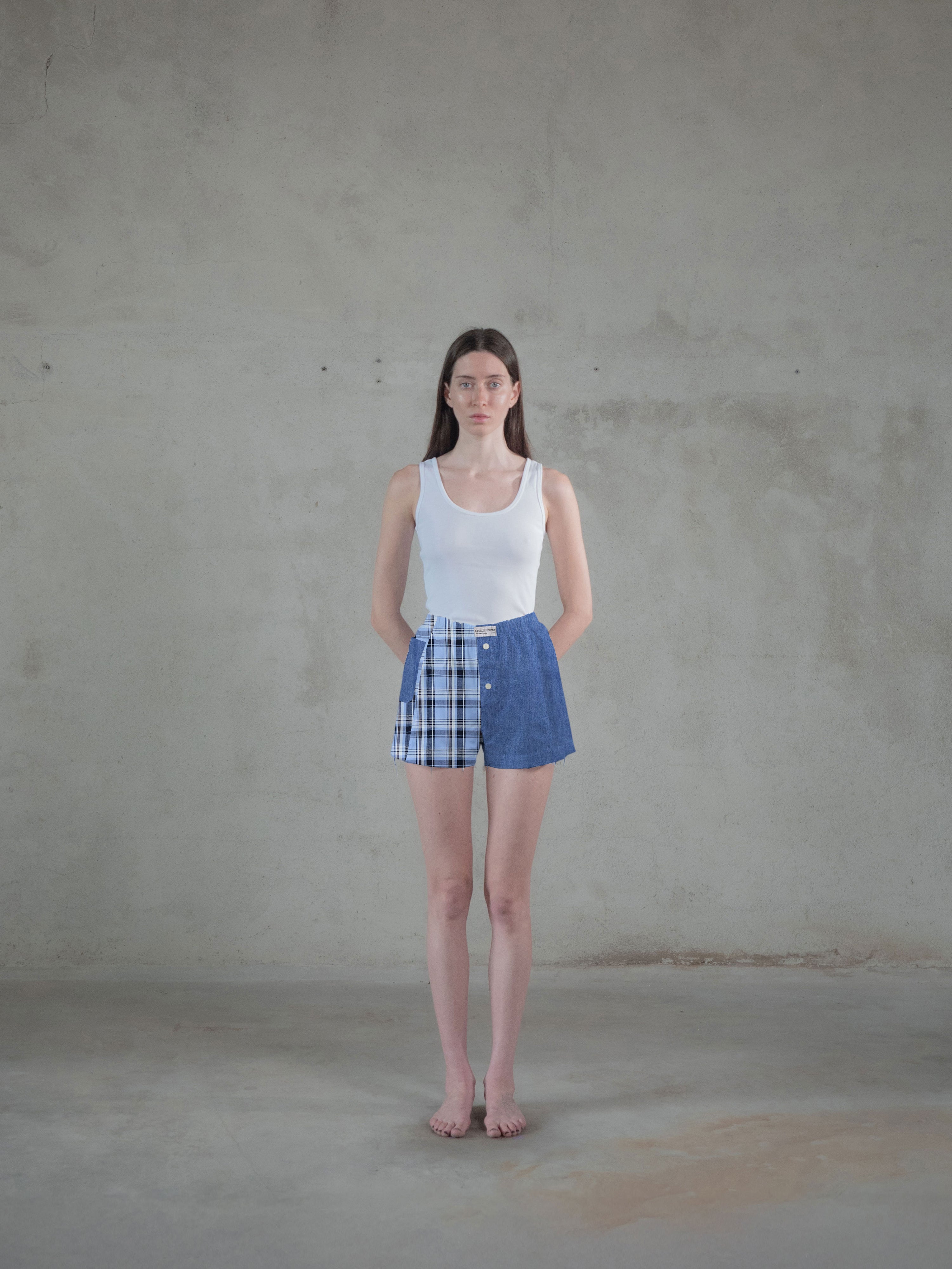 Regenerated Frayed Boxer - Sue Patch w/ Pocket