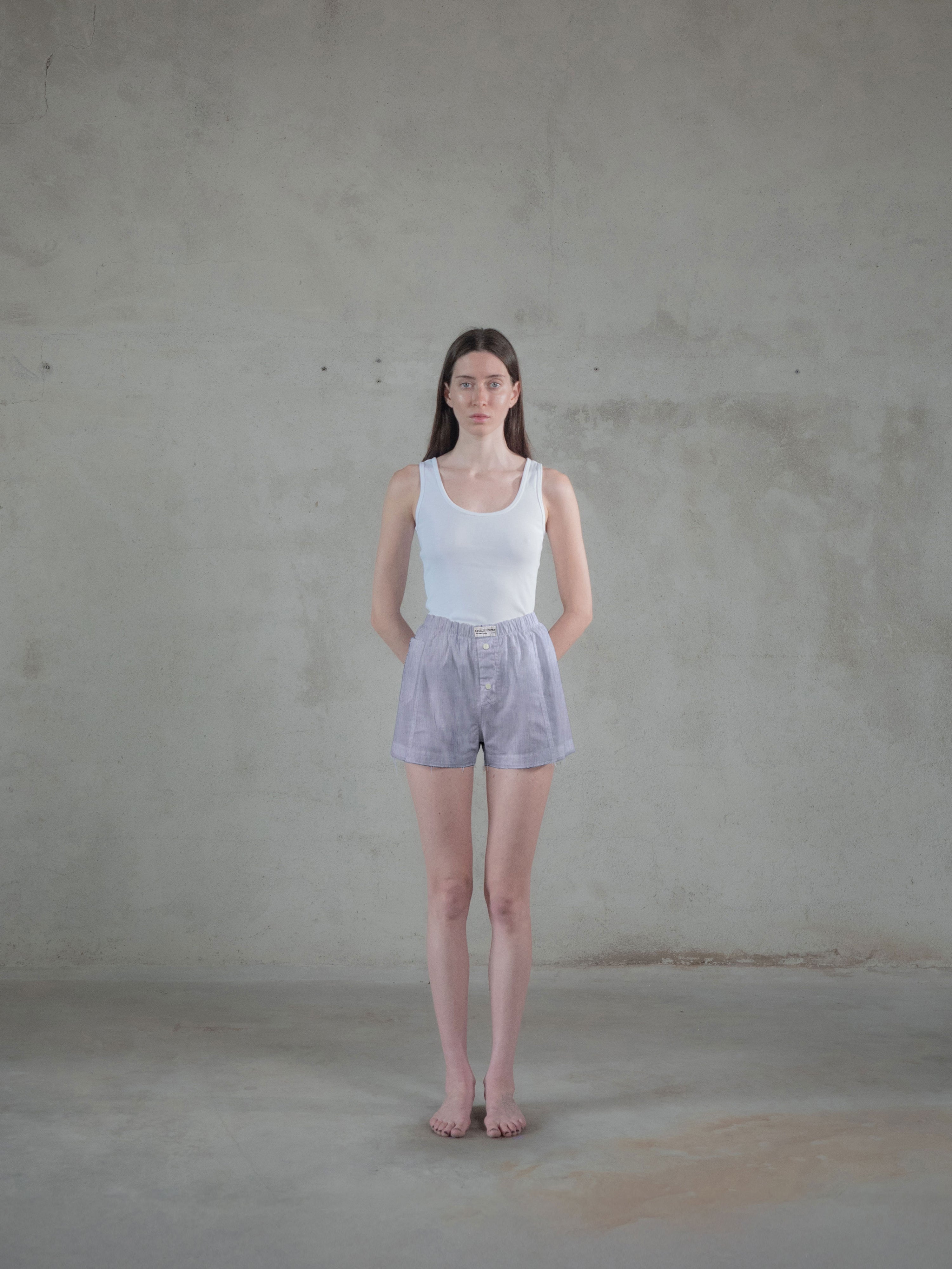 Regenerated Frayed Boxer - Sue w/ Pocket Violet