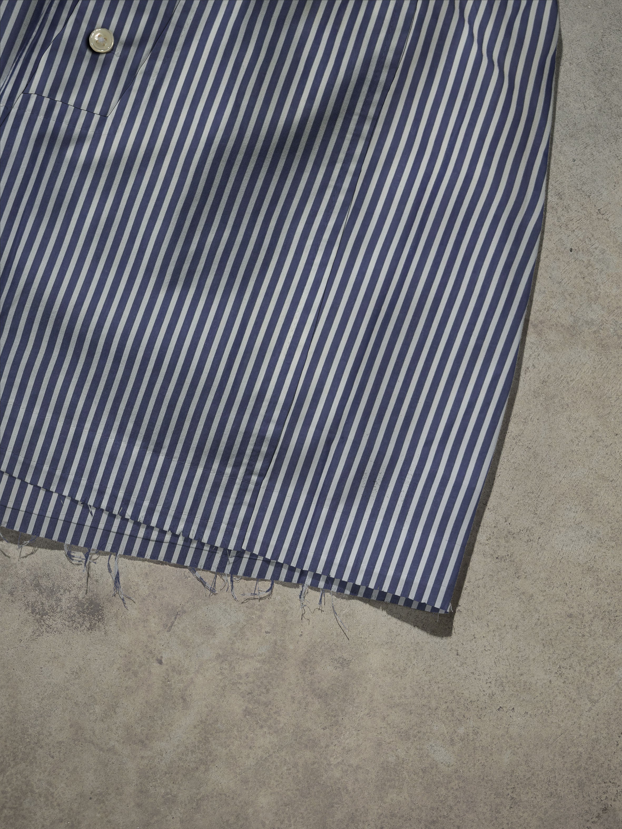 Regenerated Frayed Boxer - Sue White Blue Stripes