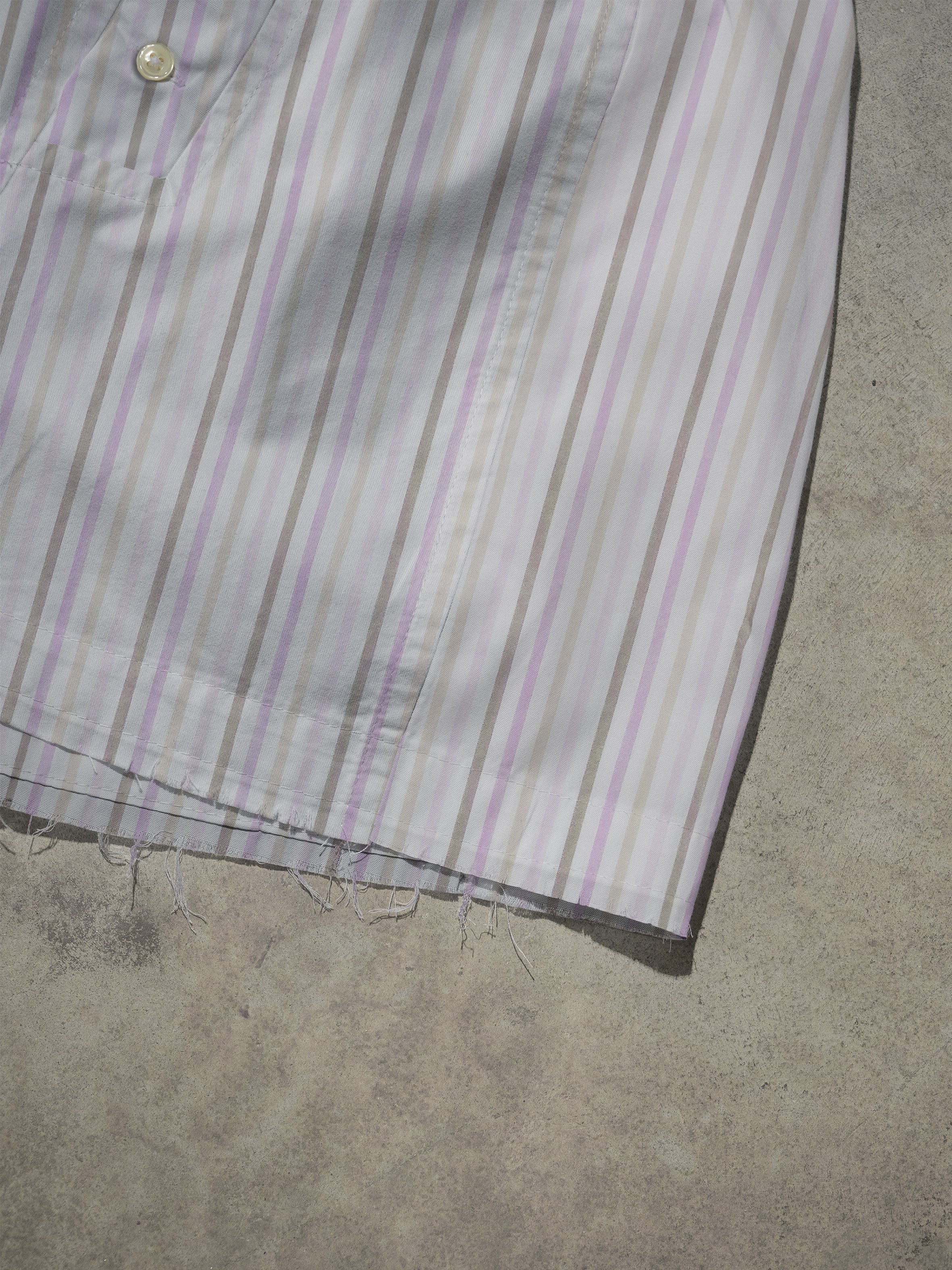 Regenerated Frayed Boxer - Sue w/ Pocket White Beige Pink Stripes