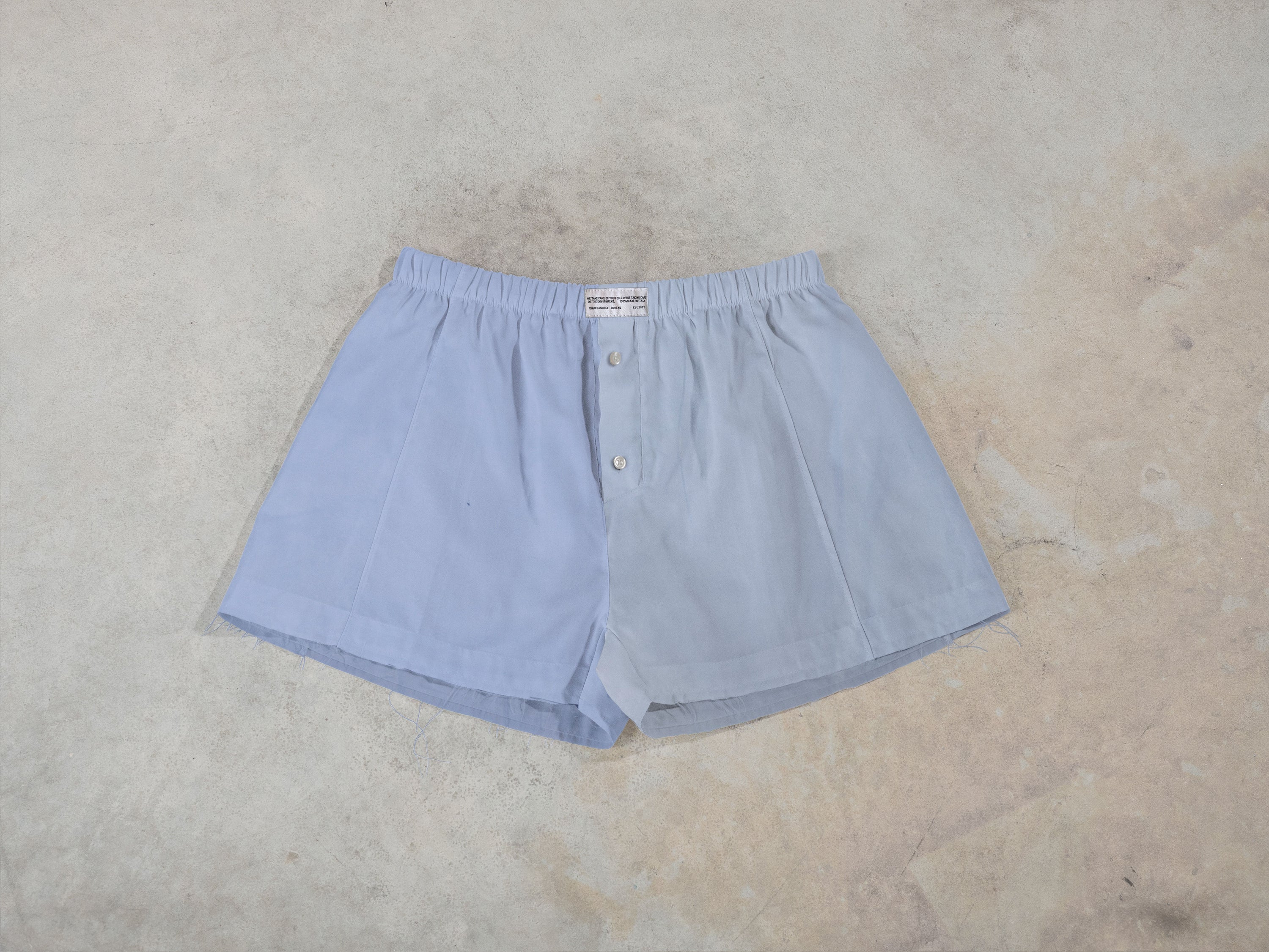 Regenerated Frayed Boxer - Sue Patch w/ Pocket Double Azure