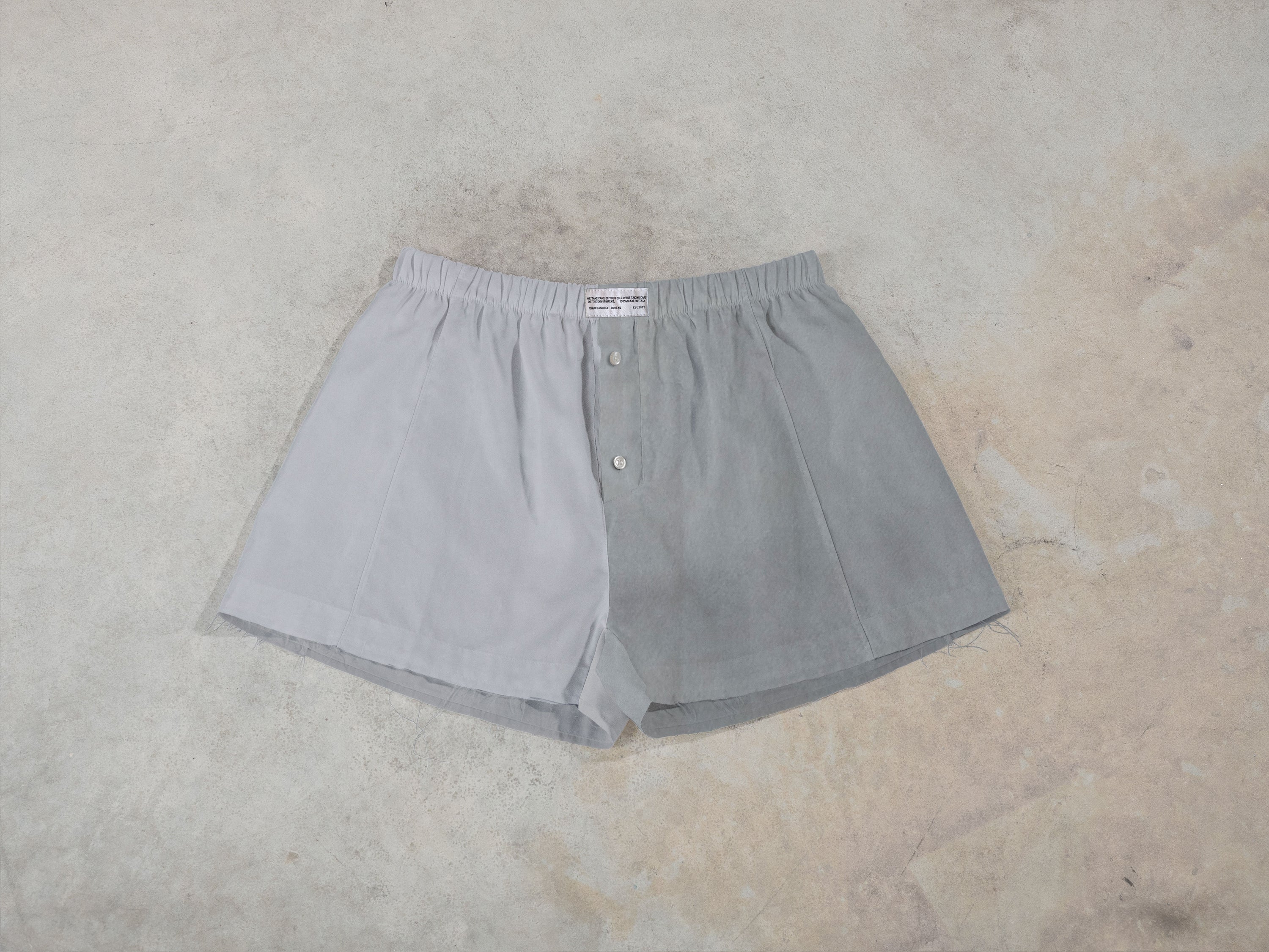 Regenerated Frayed Boxer - Sue Patch w/ Pocket Double Grey