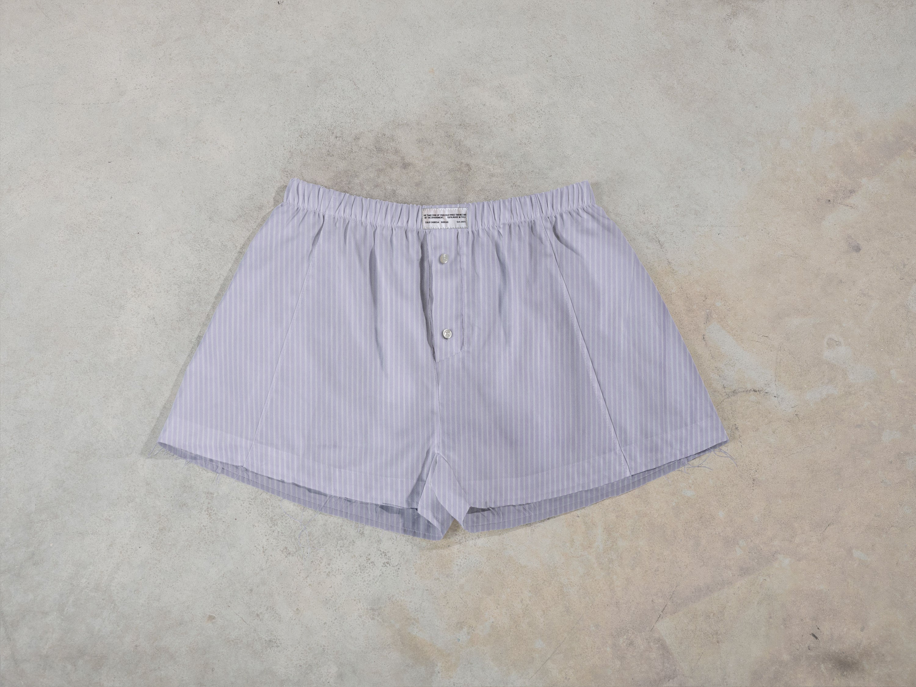 Regenerated Frayed Boxer - Sue w/ Pocket Violet Stripes