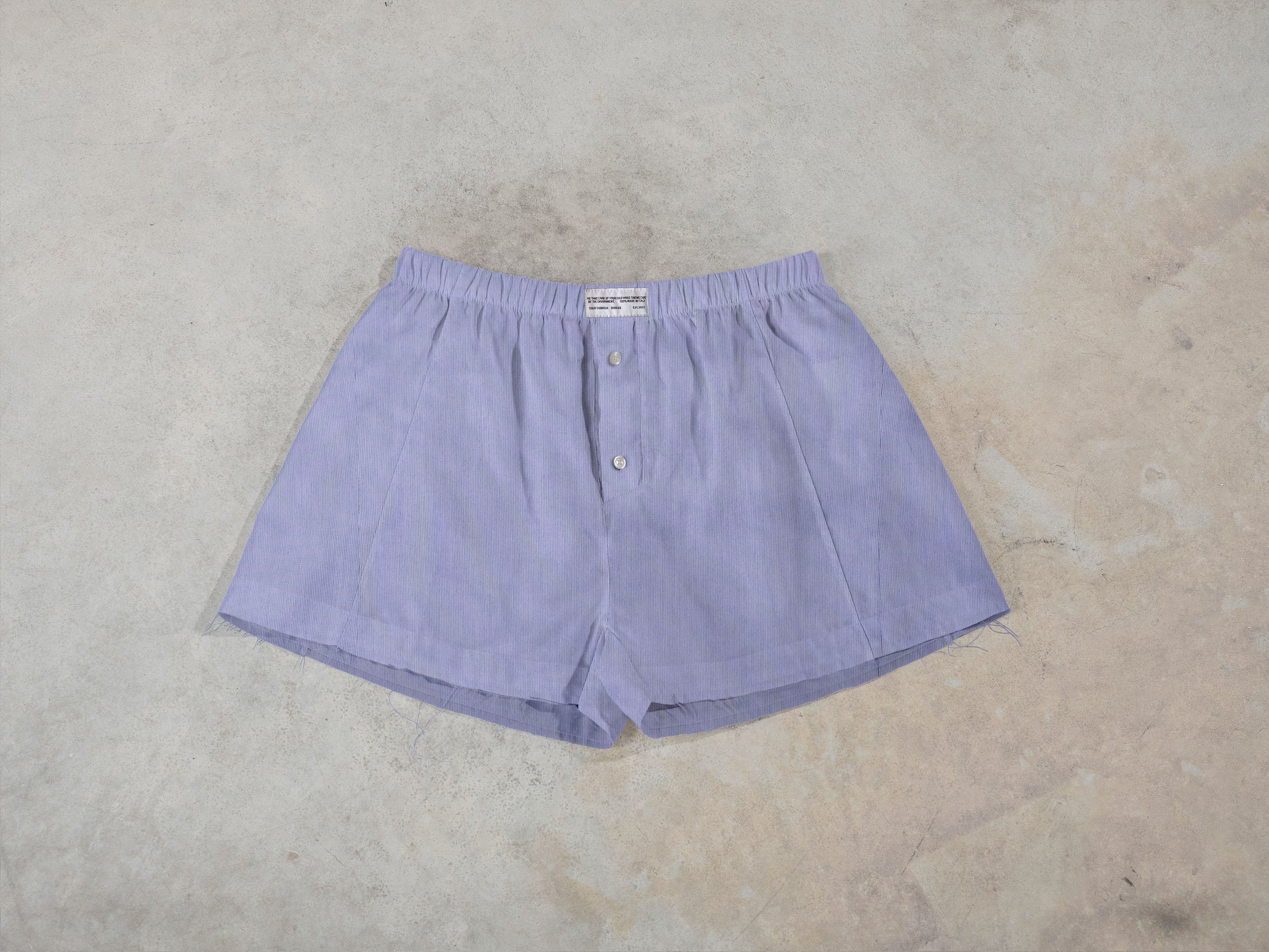 Regenerated Frayed Boxer - Sue w/ Pocket Violet Stripes